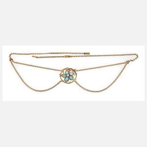 Historismuscollier mit Türkisen und Perle