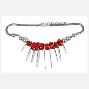 Prächtiges Designcollier mit Koralle