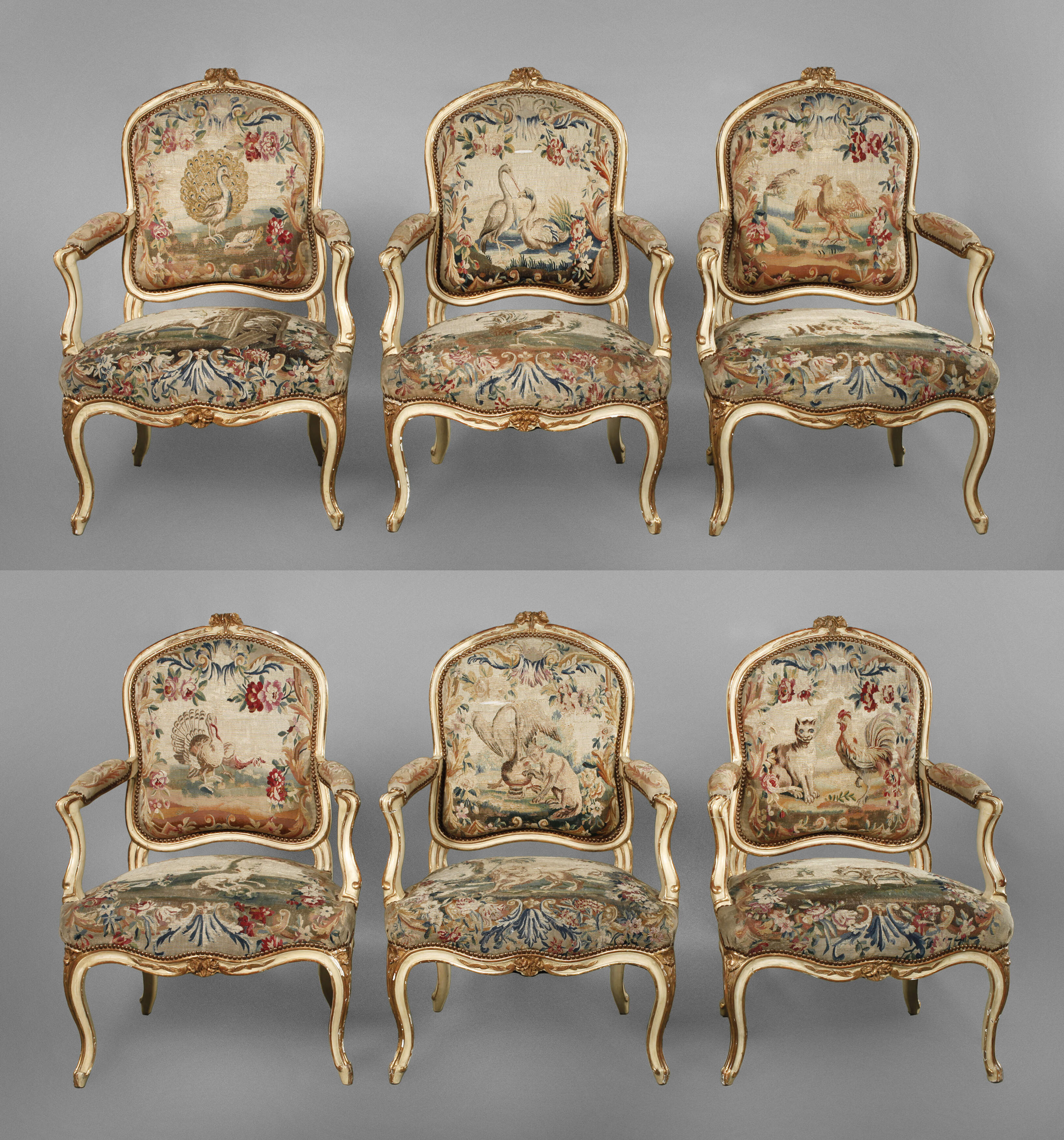 Sechs Fauteuils à la Reine Louis-XV.