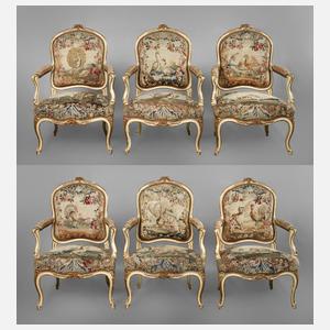Sechs Fauteuils à la Reine Louis-XV.