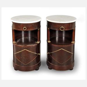 Paar klassizistische Trommelschränkchen