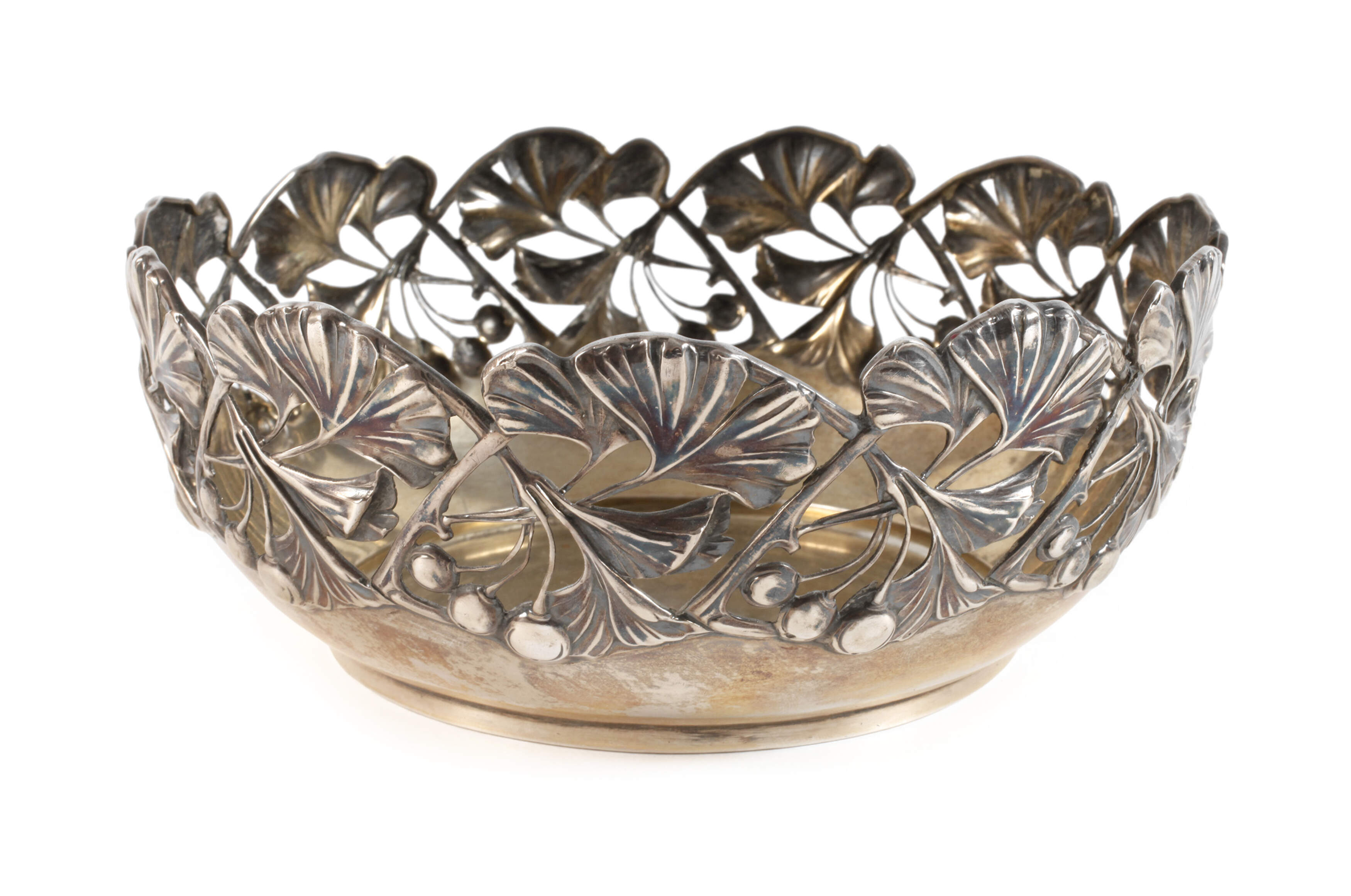 Silber Durchbruchschale Ginkgodekor