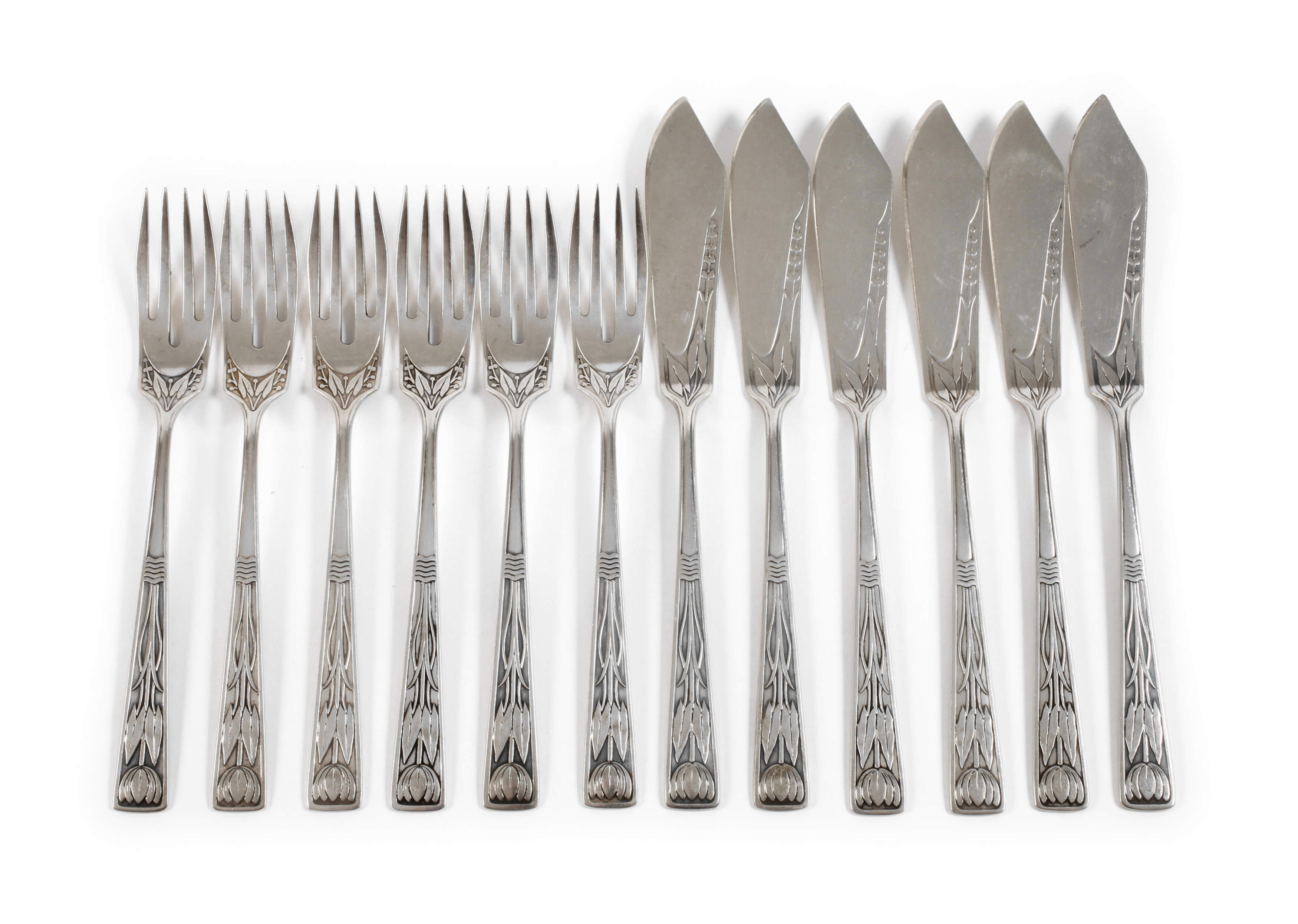 Silber Fischbesteck Floraldekor