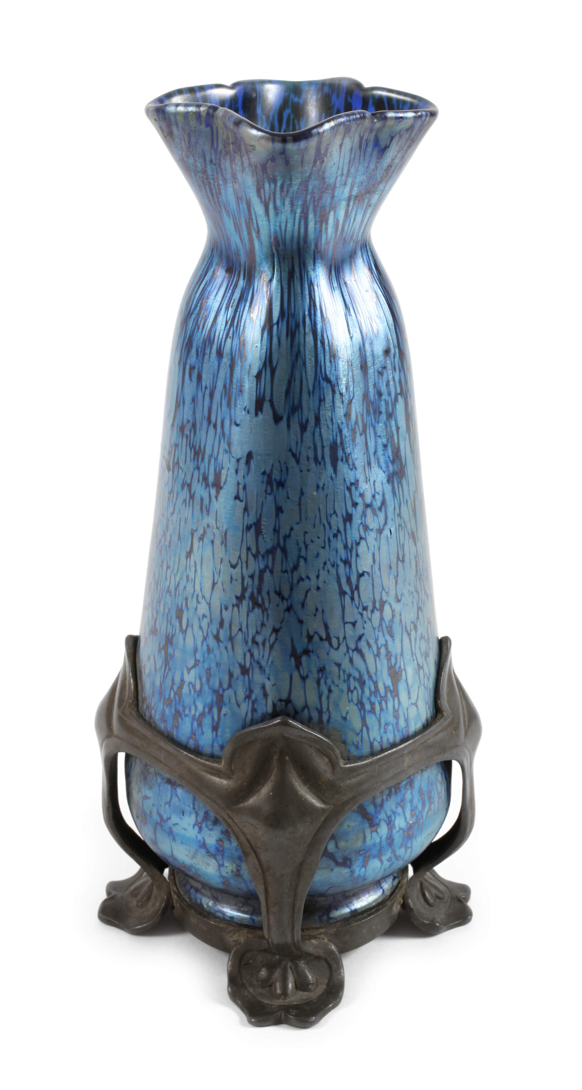 Lötz Wwe. montierte Vase "Cobalt Papillon"