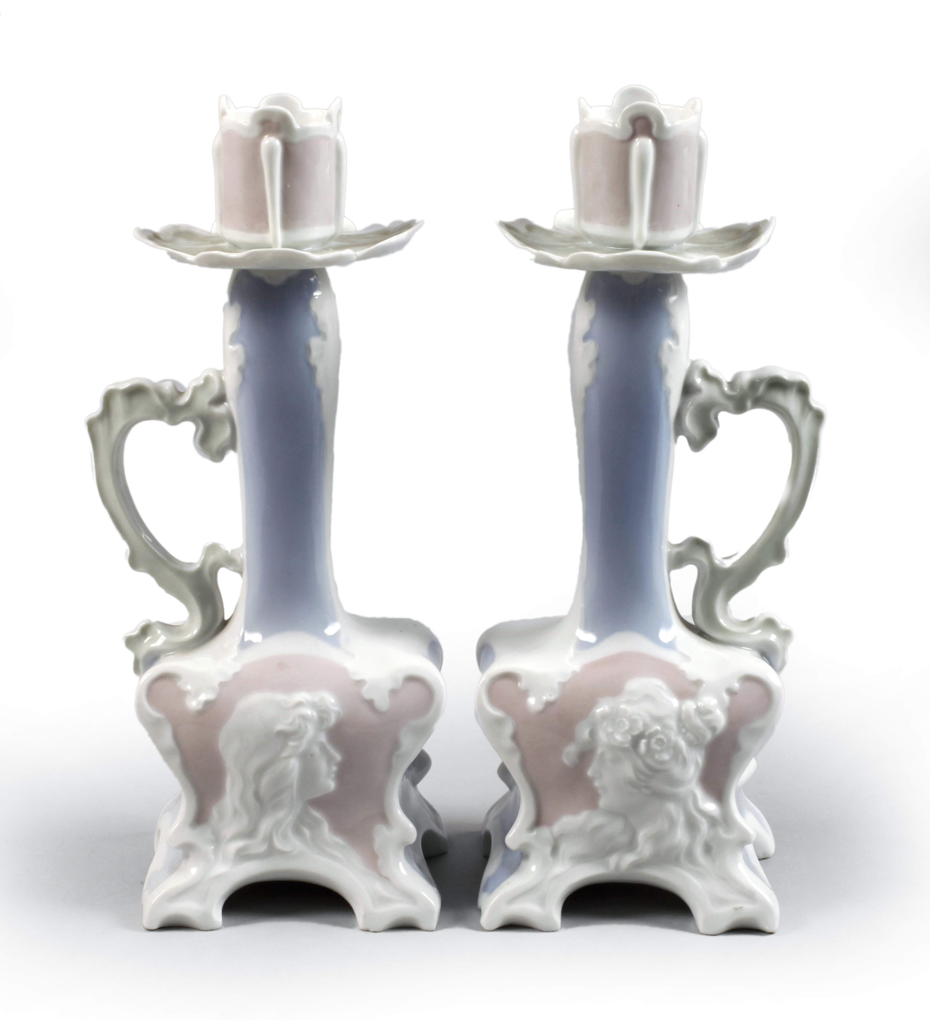 Müller Schwarza-Saalbahn Paar Leuchter Jugendstil