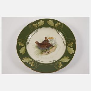 Nymphenburg Platte und sechs Teller Jagdmotive
