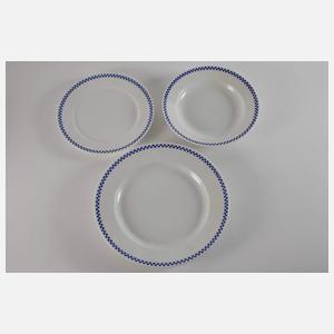 Nymphenburg großes Speiseservice "Blaues Würfelband"