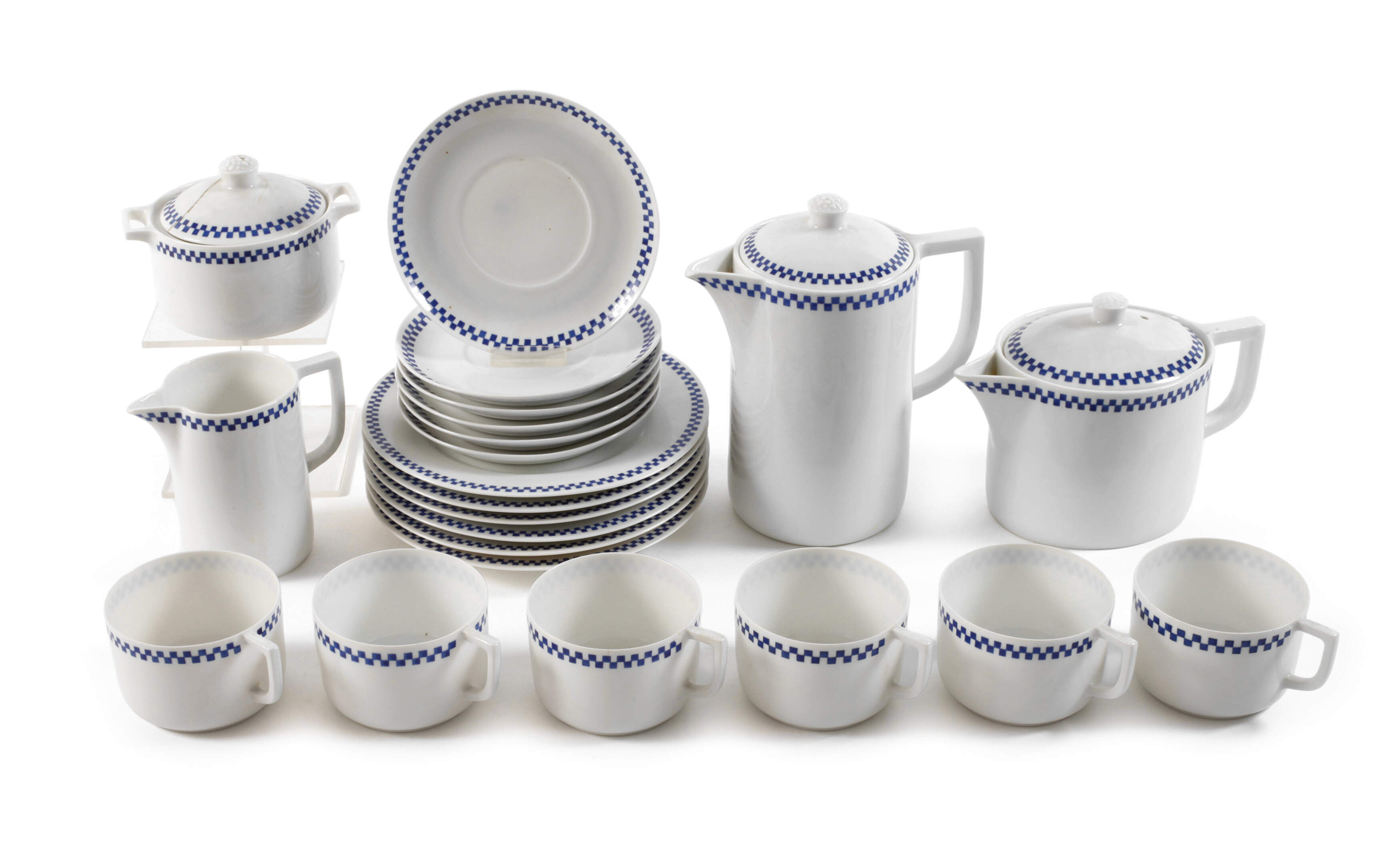 Nymphenburg Tee-/Kaffeeservice „Blaues Würfelband“