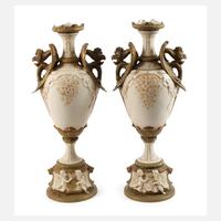 Royal Dux Paar große Prunkvasen mit Drachenhenkel111