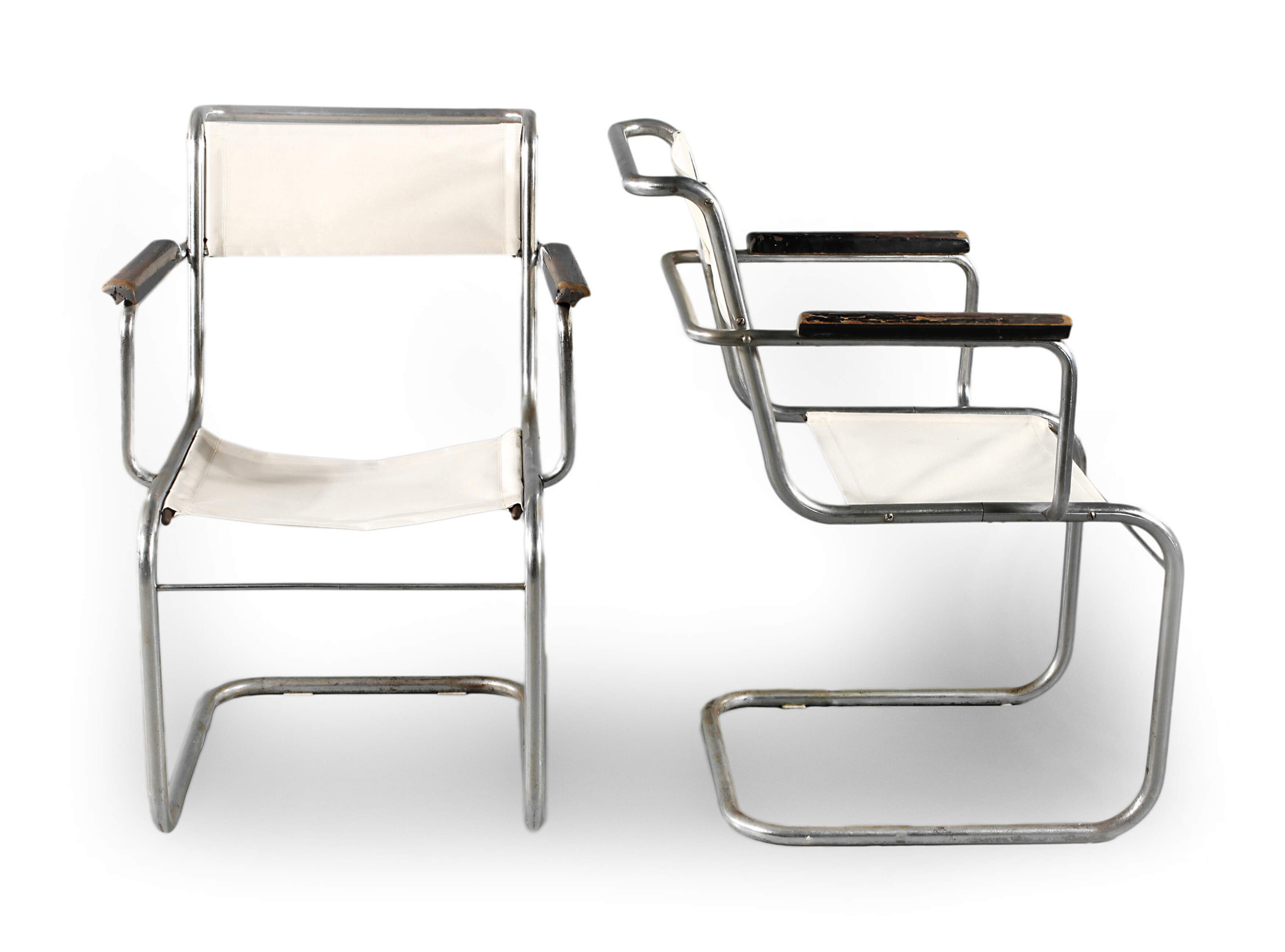 Paar Freischwinger Stahlrohr