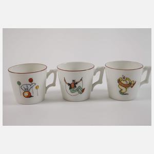 Dallwitz Böhmen drei kleine Tassen Zirkusmotiv
