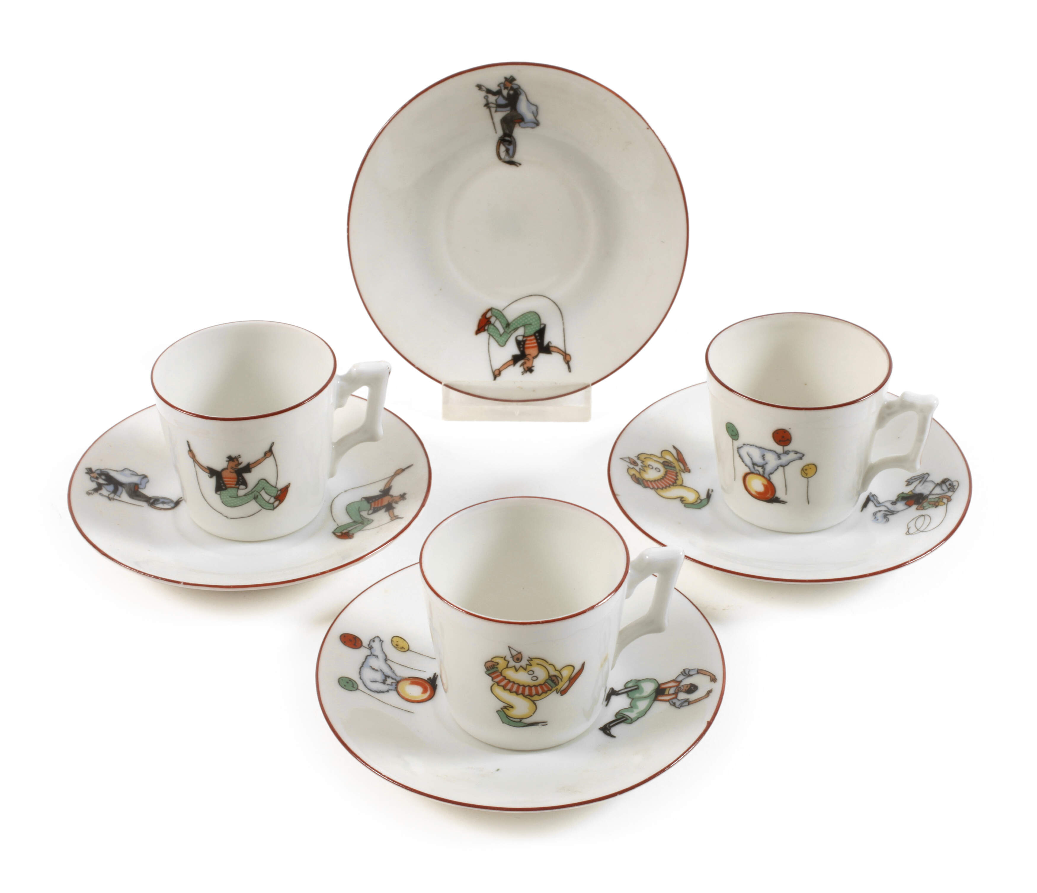 Dallwitz Böhmen drei kleine Tassen Zirkusmotiv
