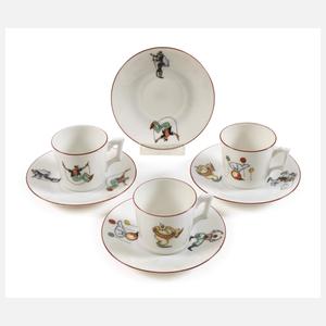 Dallwitz Böhmen drei kleine Tassen Zirkusmotiv