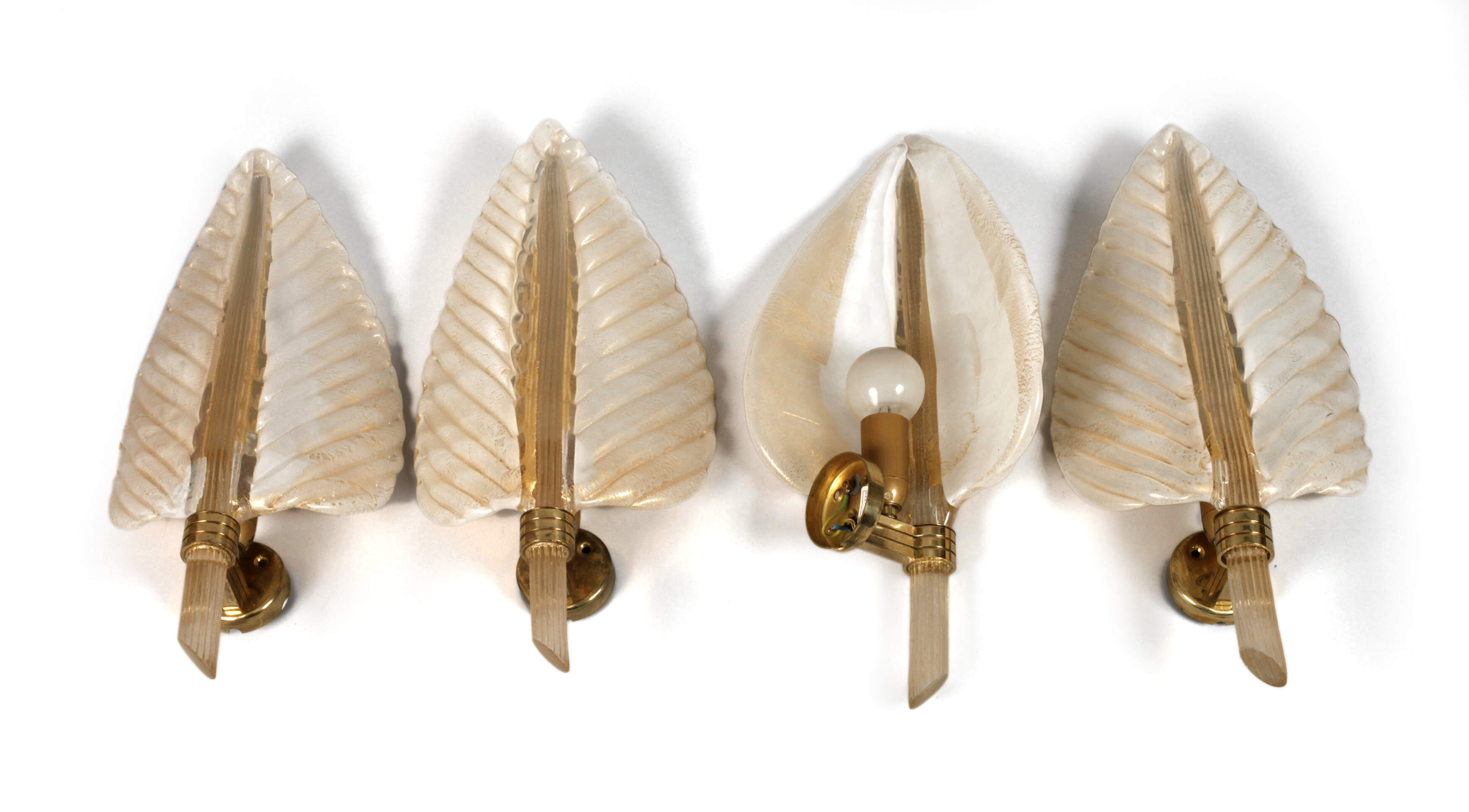 Murano vier Wandlampen "Cordonato Oro"