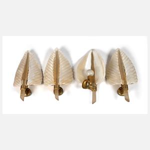 Murano vier Wandlampen "Cordonato Oro"