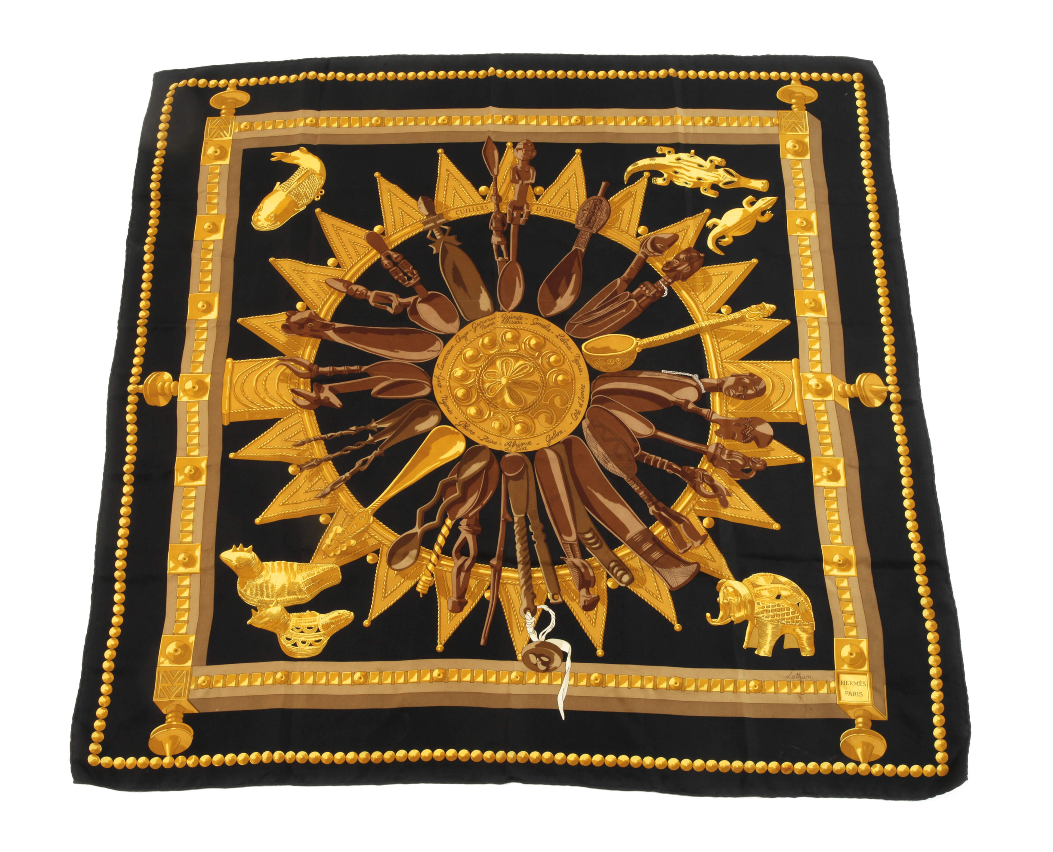 Hermès Seidentuch "Cuillers d'afrique"