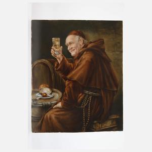 Bildplatte "Mönch mit Brotzeit"