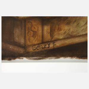 Bildplatte "Mönch mit Brotzeit"