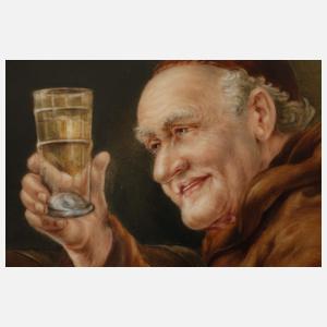 Bildplatte "Mönch mit Brotzeit"