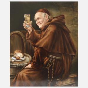 Bildplatte "Mönch mit Brotzeit"