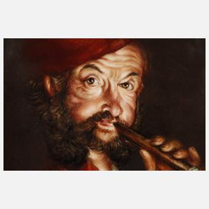 Bildplatte Flötenspieler bei Kerzenschein