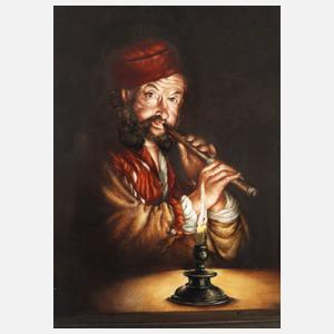 Bildplatte Flötenspieler bei Kerzenschein