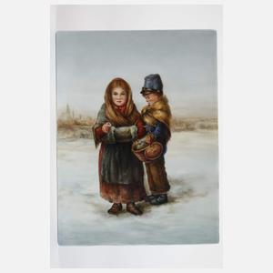 Bildplatte "Zwei Kinder mit Schwefelhölzer"