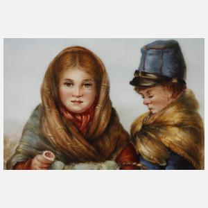 Bildplatte "Zwei Kinder mit Schwefelhölzer"