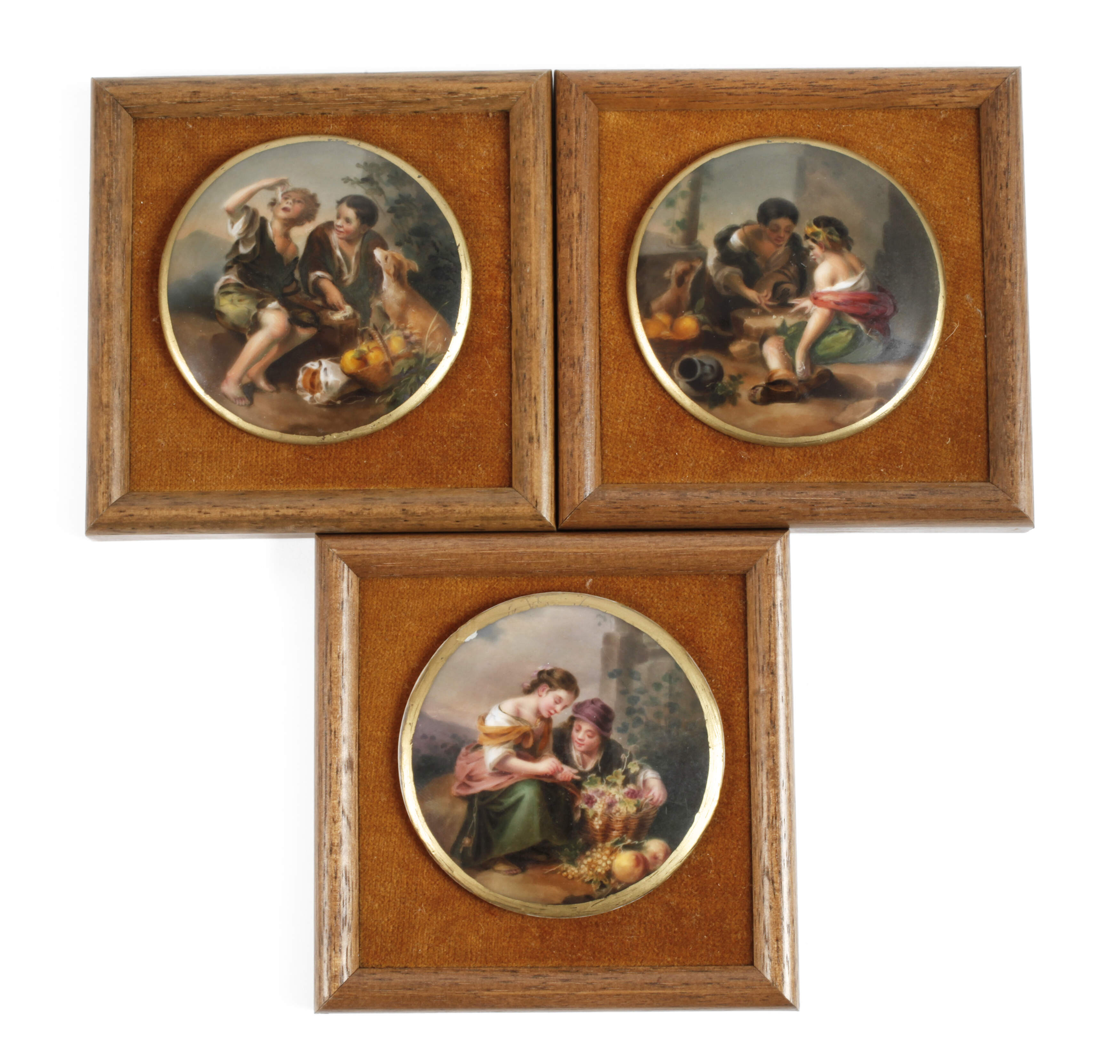 Drei kleine Bildplatten orientalische Kinderszenen