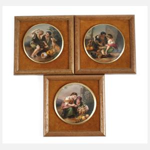 Drei kleine Bildplatten orientalische Kinderszenen