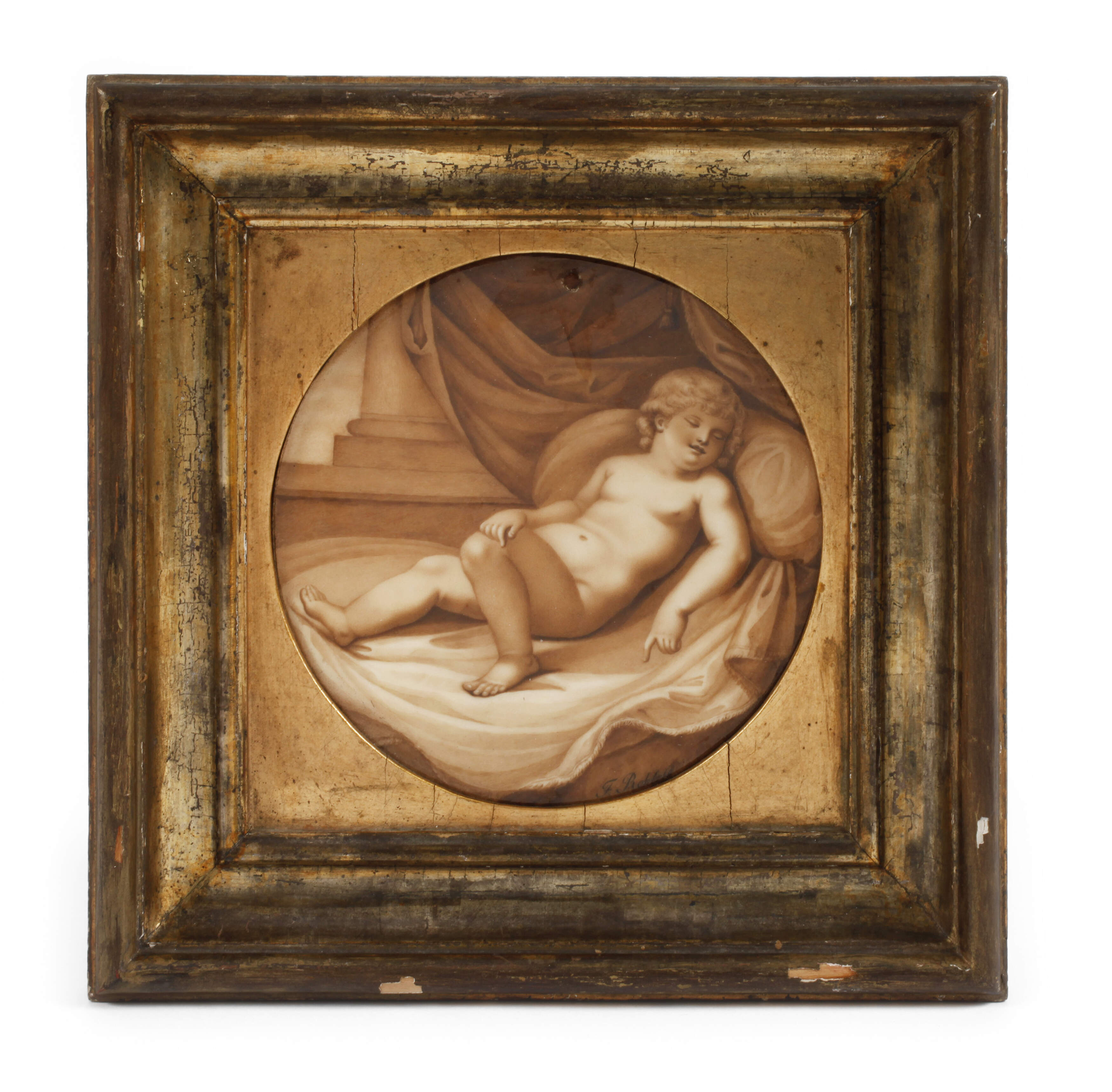 KPM Berlin Bildplatte schlafender Putto