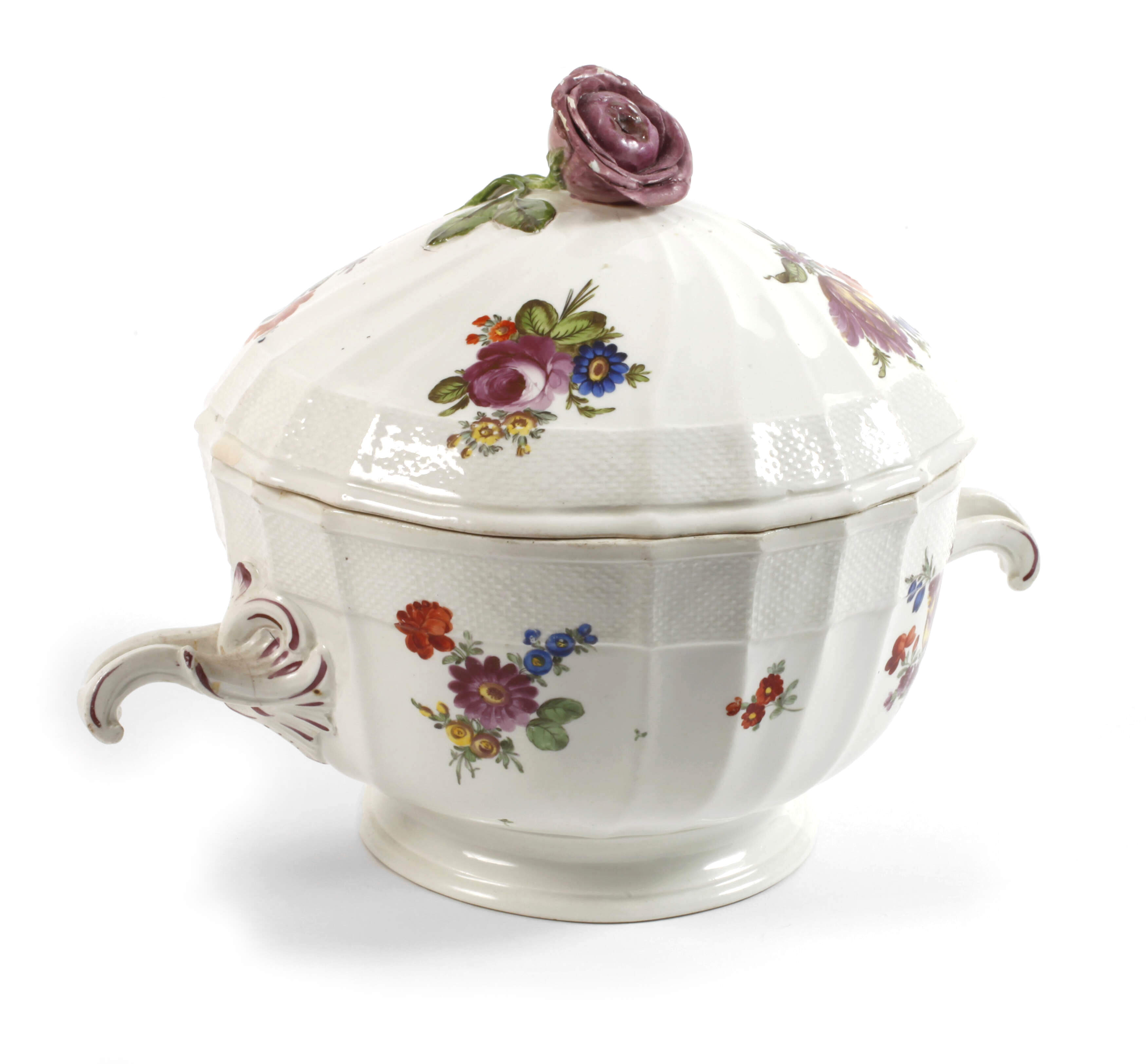 Alt-Wien runde Deckelterrine Blumenmalerei