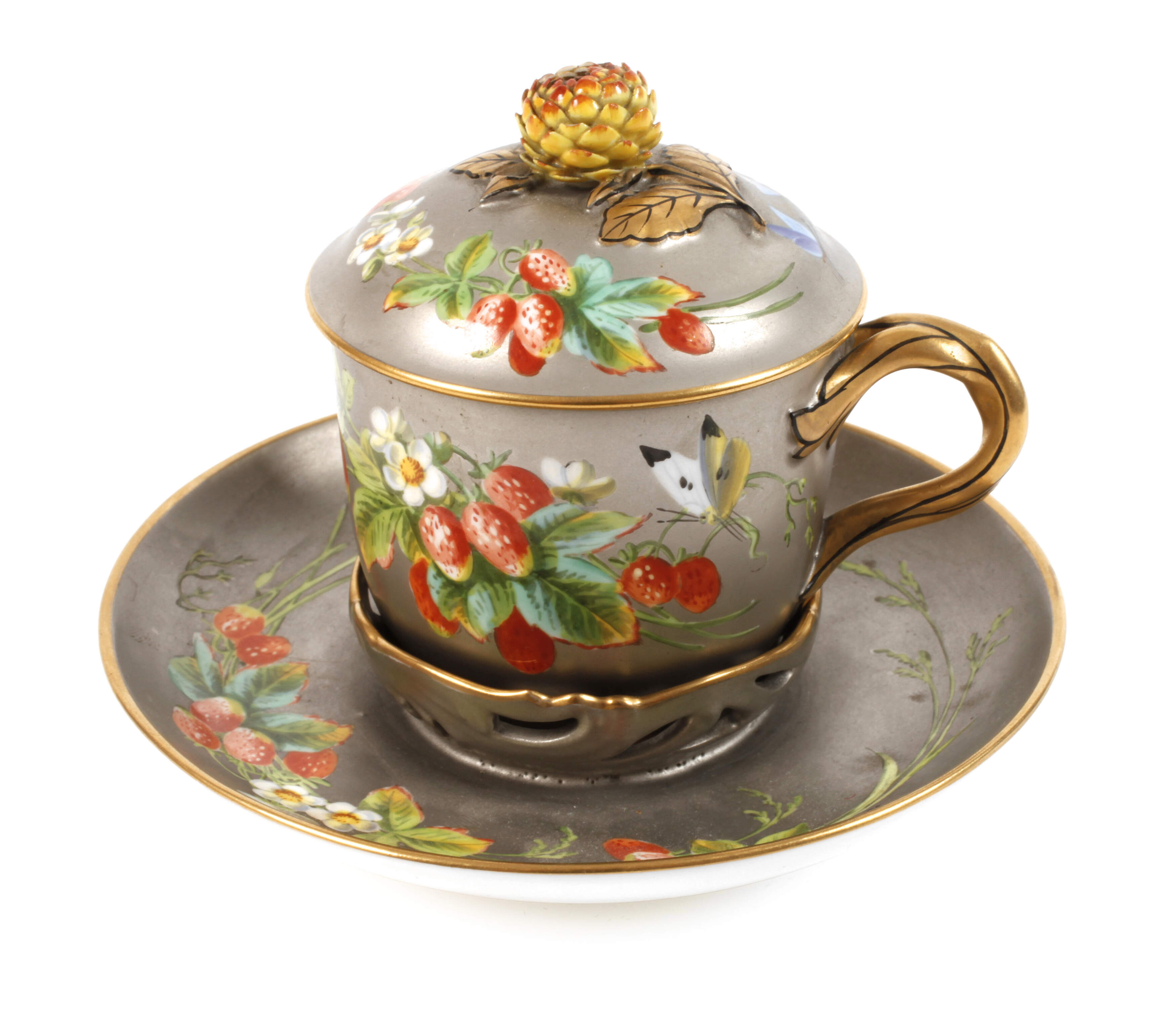 Prunkvolle Trembleuse Fruchtmalerei/Platinfond