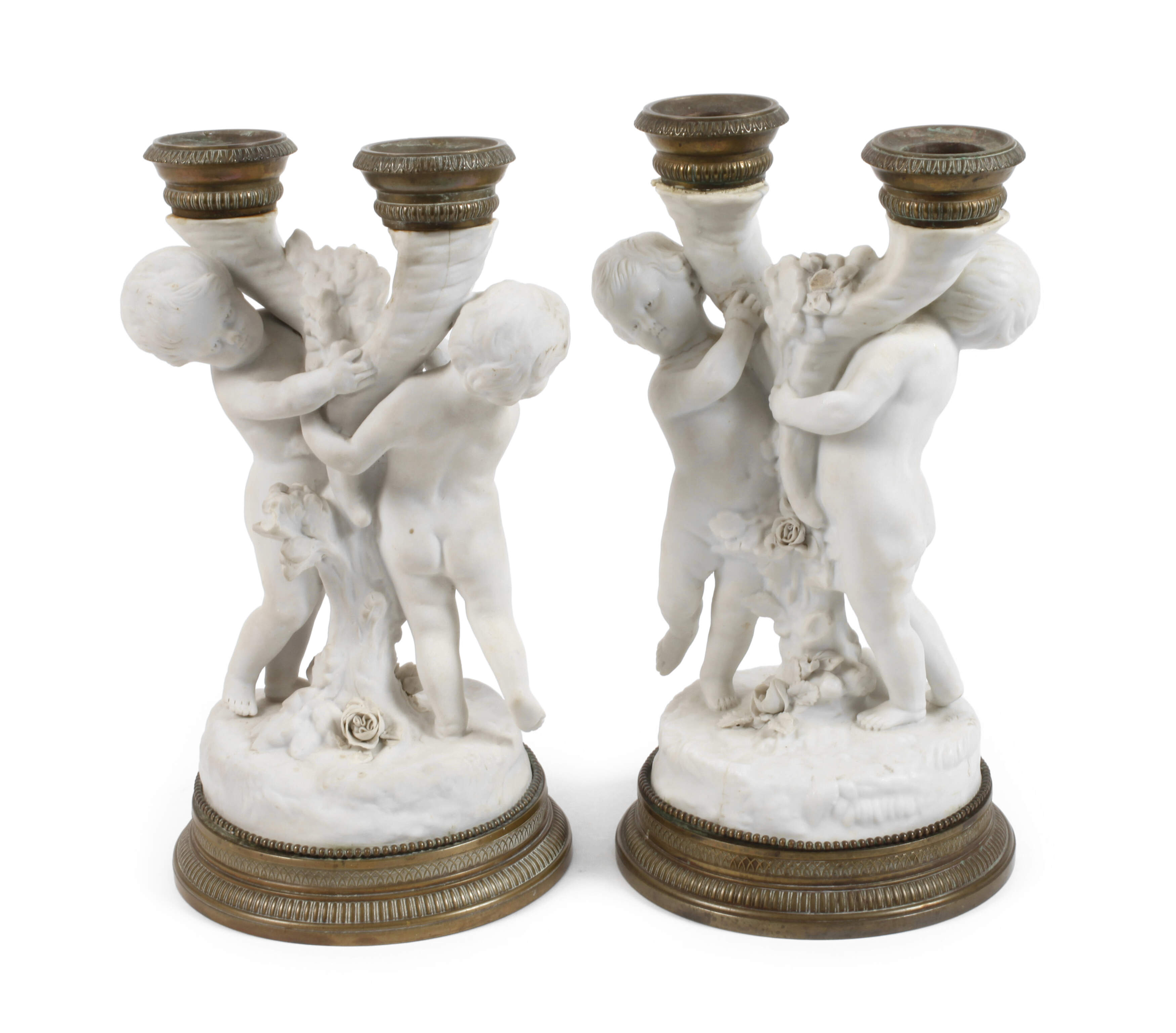 Paar Puttengruppen als Kerzenleuchter