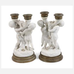 Paar Puttengruppen als Kerzenleuchter