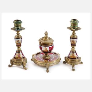 Dreiteilige Schreibtischgarnitur im Louis-seize-Stil