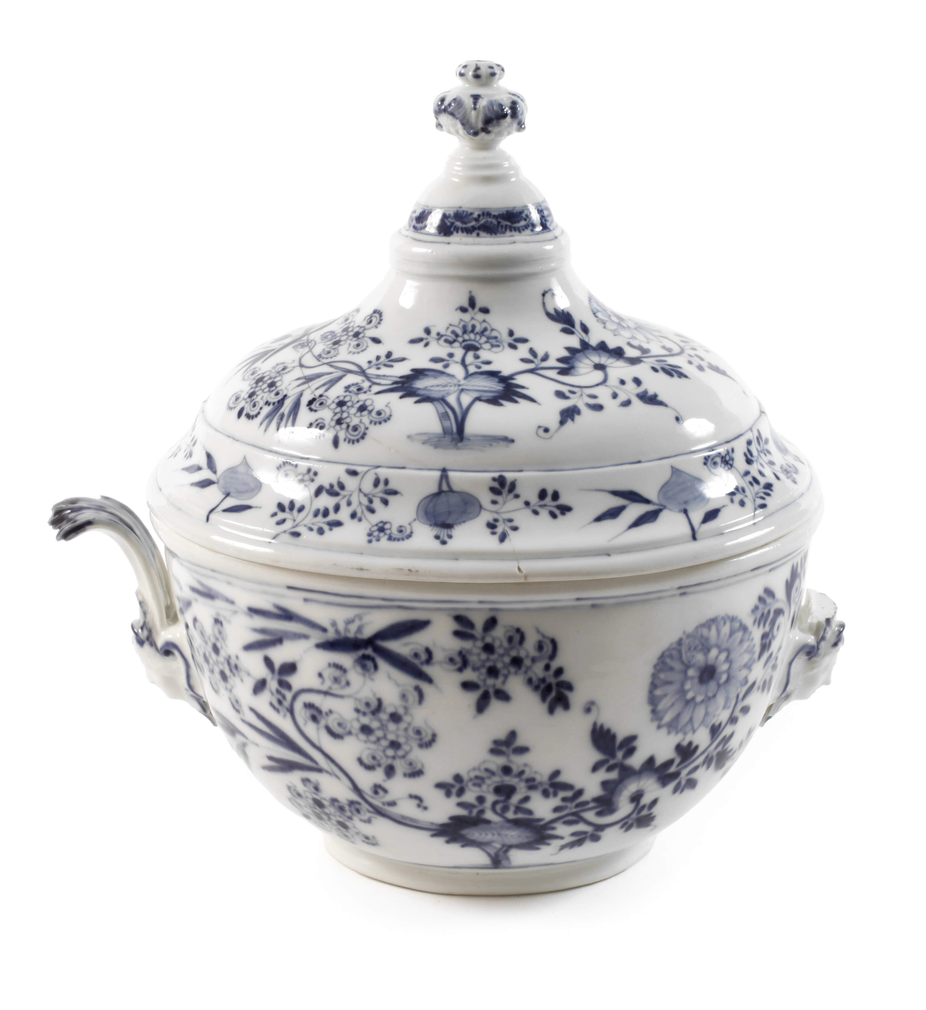 Meissen frühe Maskaron-Terrine "Zwiebelmuster"