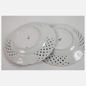 Meissen zwei Durchbruchteller "Zwiebelmuster/Gold"