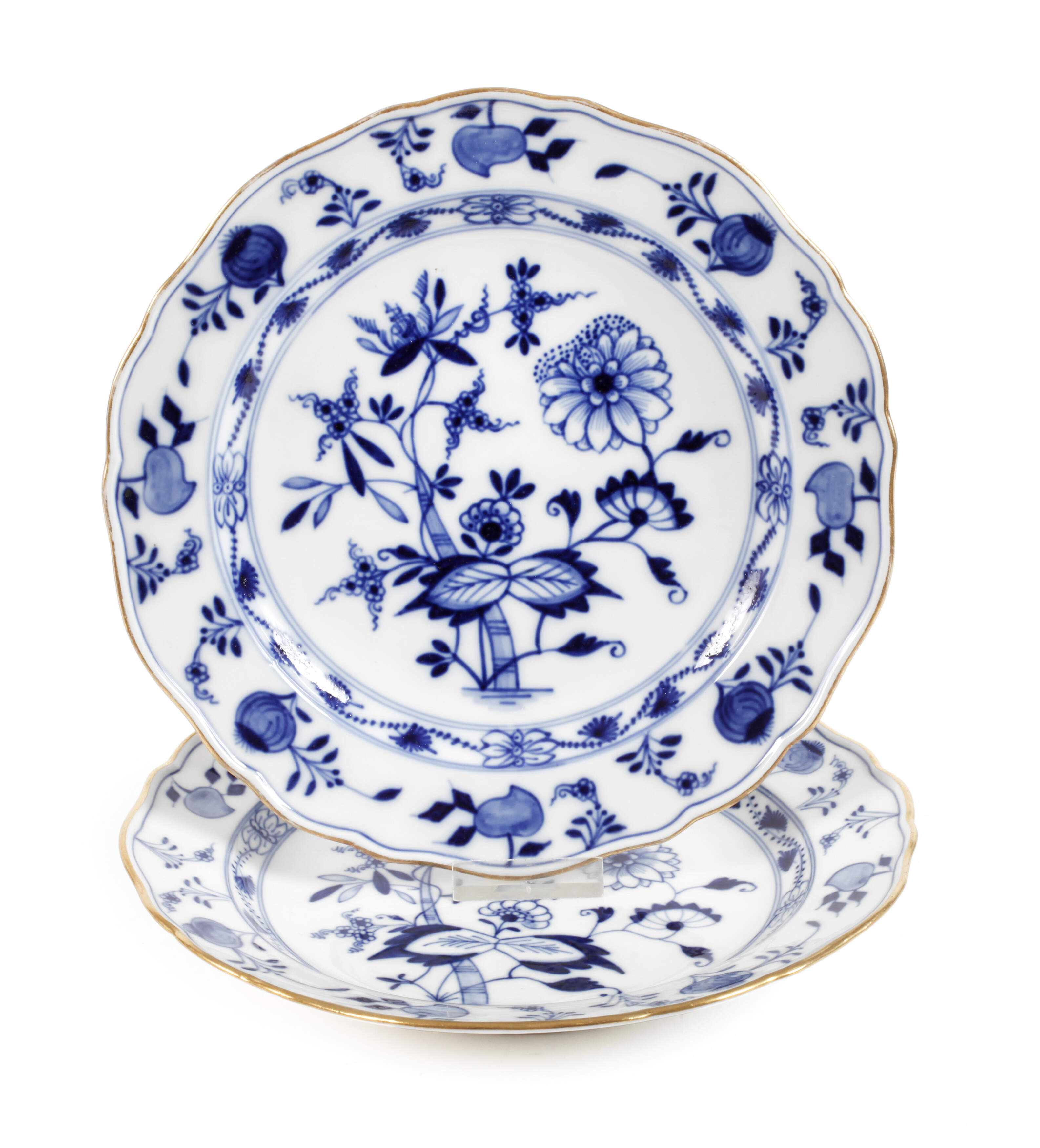 Meissen zwei Kuchenteller "Zwiebelmuster/Gold"