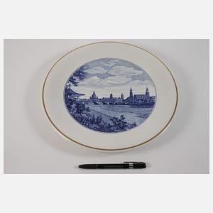 Meissen Paar Wandteller Ansicht Dresden/Wittenberg