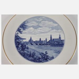 Meissen Paar Wandteller Ansicht Dresden/Wittenberg