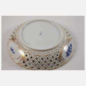 Meissen drei Durchbruchteile "Blaue Blume/Gold"