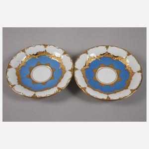 Meissen Paar prunkvolle Mokkatassen "B-Form"