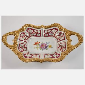 Meissen Prunkschale "Blumenbukett/Purpurfond"
