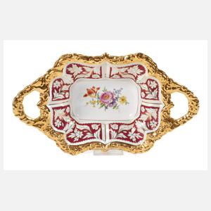 Meissen Prunkschale "Blumenbukett/Purpurfond"