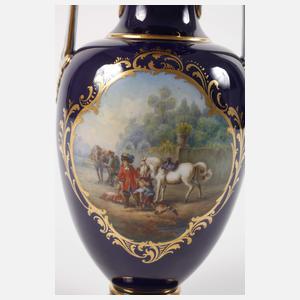 Meissen kleine Prunkvase Reiterszene