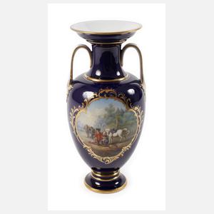 Meissen kleine Prunkvase Reiterszene