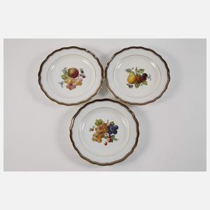 Meissen sechs Dessertteller "Fruchtmalerei mit Reif"