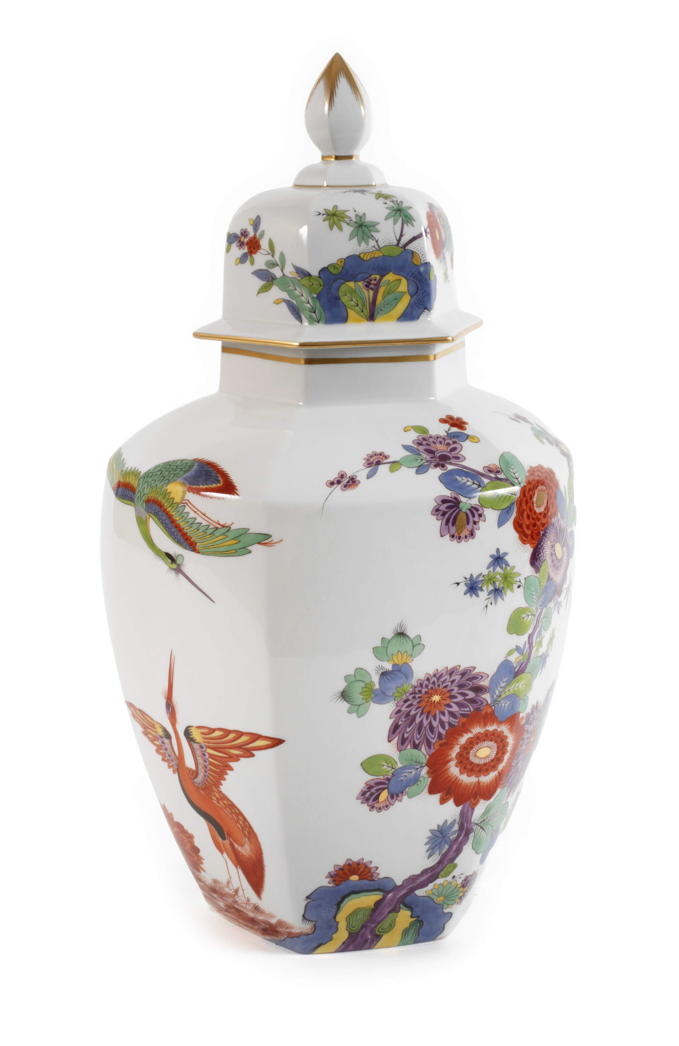 Meissen große Deckelvase Indischmalerei