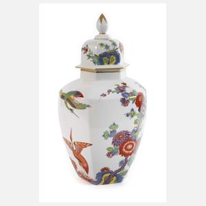 Meissen große Deckelvase Indischmalerei